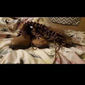 Tan Leather Lace Up Boots